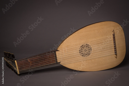 Lute of the 17th century. Close-up details..