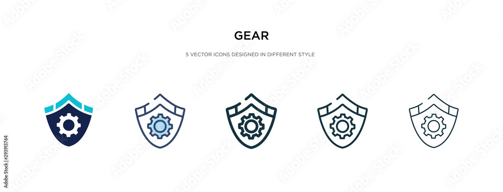 gear icon in different style vector illustration. two colored and black gear vector icons designed in filled, outline, line and stroke style can be used for web, mobile, ui