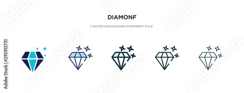 diamonf icon in different style vector illustration. two colored and black diamonf vector icons designed in filled, outline, line and stroke style can be used for web, mobile, ui
