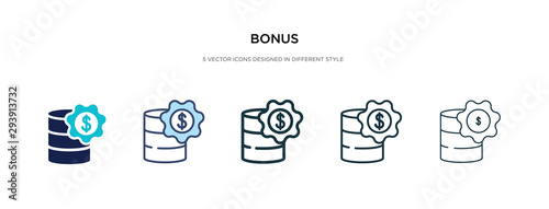 bonus icon in different style vector illustration. two colored and black bonus vector icons designed in filled, outline, line and stroke style can be used for web, mobile, ui