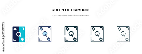 queen of diamonds icon in different style vector illustration. two colored and black queen of diamonds vector icons designed in filled, outline, line and stroke style can be used for web, mobile, ui
