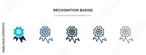 recognition badge icon in different style vector illustration. two colored and black recognition badge vector icons designed in filled, outline, line and stroke style can be used for web, mobile, ui
