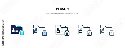 person icon in different style vector illustration. two colored and black person vector icons designed in filled, outline, line and stroke style can be used for web, mobile, ui