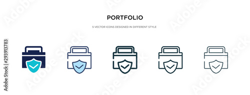 portfolio icon in different style vector illustration. two colored and black portfolio vector icons designed in filled, outline, line and stroke style can be used for web, mobile, ui