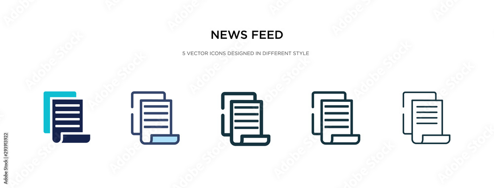 news feed icon in different style vector illustration. two colored and black news feed vector icons designed in filled, outline, line and stroke style can be used for web, mobile, ui news feed icon in different style vector illustration. two colored and black news feed vector icons designed in filled, outline, line and stroke style can be used for web, mobile, ui