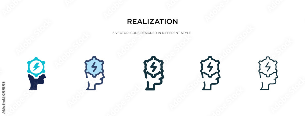 realization icon in different style vector illustration. two colored and black realization vector icons designed in filled, outline, line and stroke style can be used for web, mobile, ui realization icon in different style vector illustration. two colored and black realization vector icons designed in filled, outline, line and stroke style can be used for web, mobile, ui