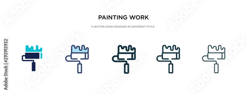painting work icon in different style vector illustration. two colored and black painting work vector icons designed in filled, outline, line and stroke style can be used for web, mobile, ui