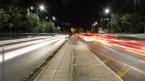 Junction at night, light trails © Alexandros Grigoras