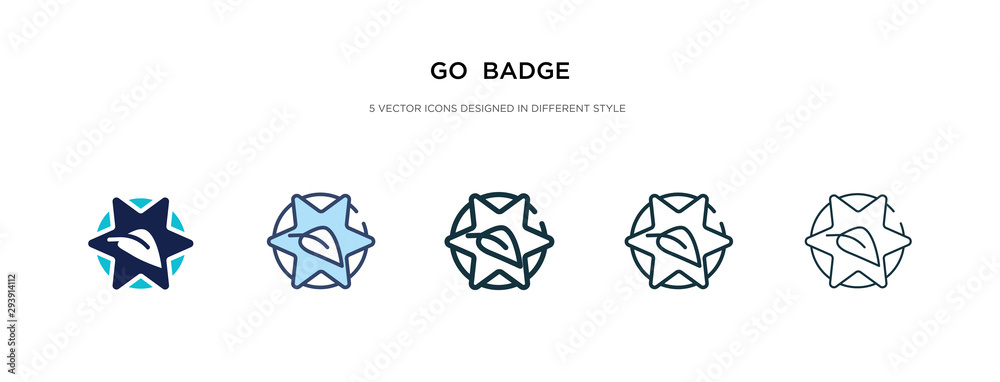 go  badge icon in different style vector illustration. two colored and black go  badge vector icons designed in filled, outline, line and stroke style can be used for web, mobile, ui