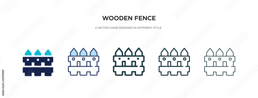 wooden fence icon in different style vector illustration. two colored and black wooden fence vector icons designed in filled, outline, line and stroke style can be used for web, mobile, ui wooden fence icon in different style vector illustration. two colored and black wooden fence vector icons designed in filled, outline, line and stroke style can be used for web, mobile, ui