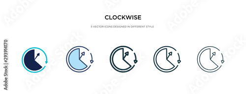clockwise icon in different style vector illustration. two colored and black clockwise vector icons designed in filled, outline, line and stroke style can be used for web, mobile, ui