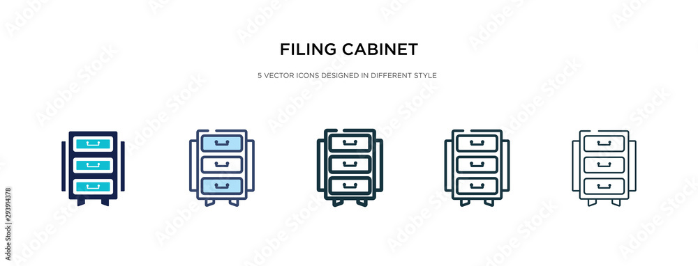 filing cabinet icon in different style vector illustration. two colored and black filing cabinet vector icons designed in filled, outline, line and stroke style can be used for web, mobile, ui filing cabinet icon in different style vector illustration. two colored and black filing cabinet vector icons designed in filled, outline, line and stroke style can be used for web, mobile, ui