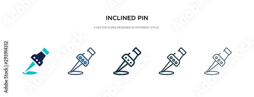 inclined pin icon in different style vector illustration. two colored and black inclined pin vector icons designed in filled, outline, line and stroke style can be used for web, mobile, ui