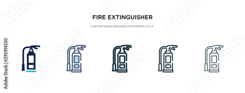 fire extinguisher icon in different style vector illustration. two colored and black fire extinguisher vector icons designed in filled, outline, line and stroke style can be used for web, mobile, ui