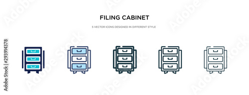 filing cabinet icon in different style vector illustration. two colored and black filing cabinet vector icons designed in filled, outline, line and stroke style can be used for web, mobile, ui