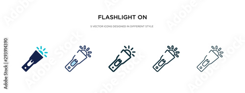 flashlight on icon in different style vector illustration. two colored and black flashlight on vector icons designed in filled, outline, line and stroke style can be used for web, mobile, ui