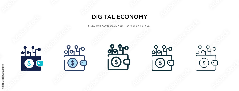 digital economy icon in different style vector illustration. two colored and black digital economy vector icons designed in filled, outline, line and stroke style can be used for web, mobile, ui