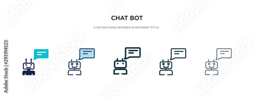chat bot icon in different style vector illustration. two colored and black chat bot vector icons designed in filled, outline, line and stroke style can be used for web, mobile, ui