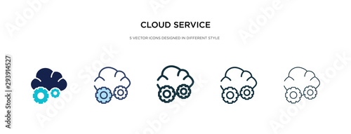 cloud service icon in different style vector illustration. two colored and black cloud service vector icons designed in filled, outline, line and stroke style can be used for web, mobile, ui