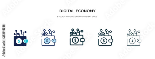 digital economy icon in different style vector illustration. two colored and black digital economy vector icons designed in filled, outline, line and stroke style can be used for web, mobile, ui