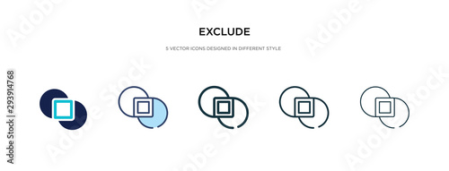exclude icon in different style vector illustration. two colored and black exclude vector icons designed in filled, outline, line and stroke style can be used for web, mobile, ui
