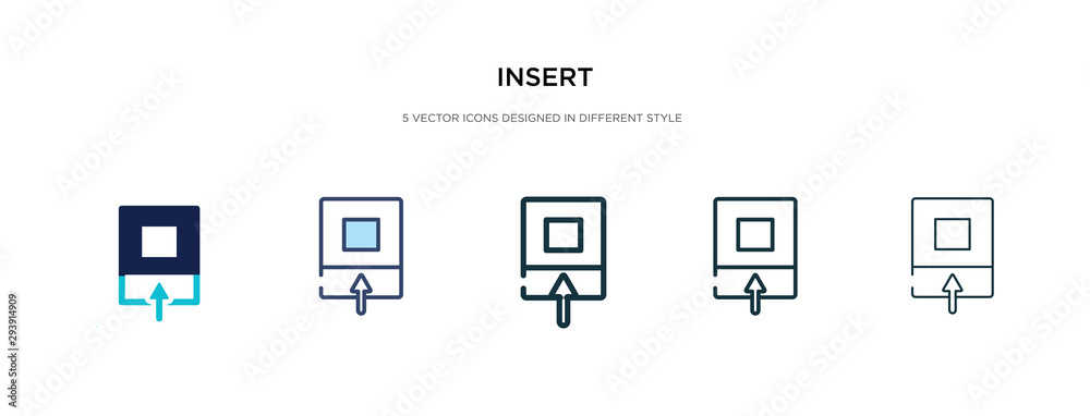 insert icon in different style vector illustration. two colored and black insert vector icons designed in filled, outline, line and stroke style can be used for web, mobile, ui insert icon in different style vector illustration. two colored and black insert vector icons designed in filled, outline, line and stroke style can be used for web, mobile, ui