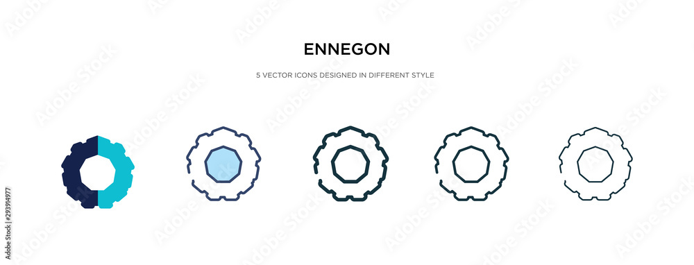 ennegon icon in different style vector illustration. two colored and black ennegon vector icons designed in filled, outline, line and stroke style can be used for web, mobile, ui