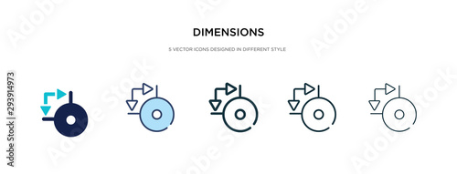 dimensions icon in different style vector illustration. two colored and black dimensions vector icons designed in filled, outline, line and stroke style can be used for web, mobile, ui