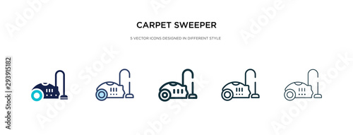 carpet sweeper icon in different style vector illustration. two colored and black carpet sweeper vector icons designed in filled, outline, line and stroke style can be used for web, mobile, ui