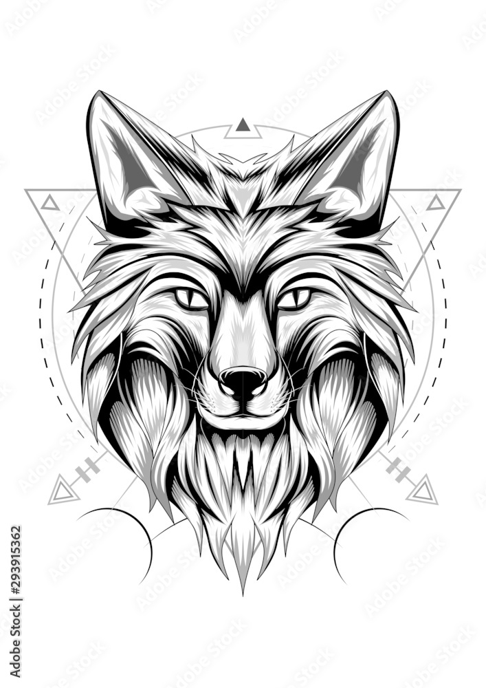 Fototapeta premium FOX logo design. tattoo fox. psychedelic