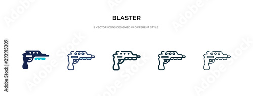 blaster icon in different style vector illustration. two colored and black blaster vector icons designed in filled, outline, line and stroke style can be used for web, mobile, ui