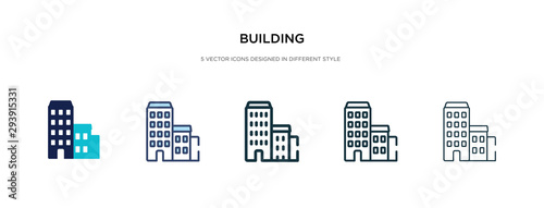 building icon in different style vector illustration. two colored and black building vector icons designed in filled, outline, line and stroke style can be used for web, mobile, ui