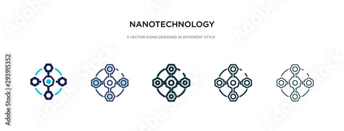 nanotechnology icon in different style vector illustration. two colored and black nanotechnology vector icons designed in filled, outline, line and stroke style can be used for web, mobile, ui