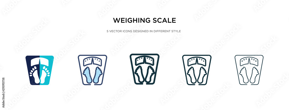 weighing scale icon in different style vector illustration. two colored and black weighing scale vector icons designed in filled, outline, line and stroke style can be used for web, mobile, ui weighing scale icon in different style vector illustration. two colored and black weighing scale vector icons designed in filled, outline, line and stroke style can be used for web, mobile, ui