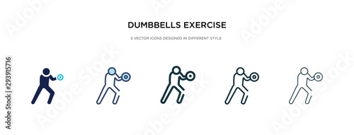 dumbbells exercise icon in different style vector illustration. two colored and black dumbbells exercise vector icons designed in filled, outline, line and stroke style can be used for web, mobile,