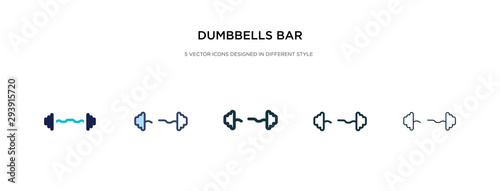 dumbbells bar icon in different style vector illustration. two colored and black dumbbells bar vector icons designed in filled, outline, line and stroke style can be used for web, mobile, ui