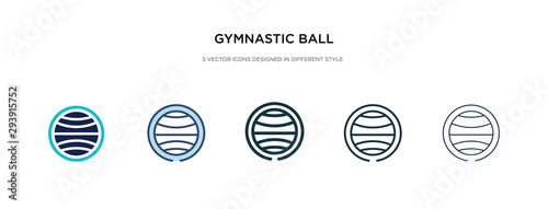 gymnastic ball icon in different style vector illustration. two colored and black gymnastic ball vector icons designed in filled, outline, line and stroke style can be used for web, mobile, ui
