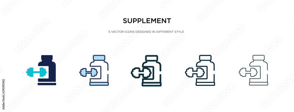 supplement icon in different style vector illustration. two colored and black supplement vector icons designed in filled, outline, line and stroke style can be used for web, mobile, ui