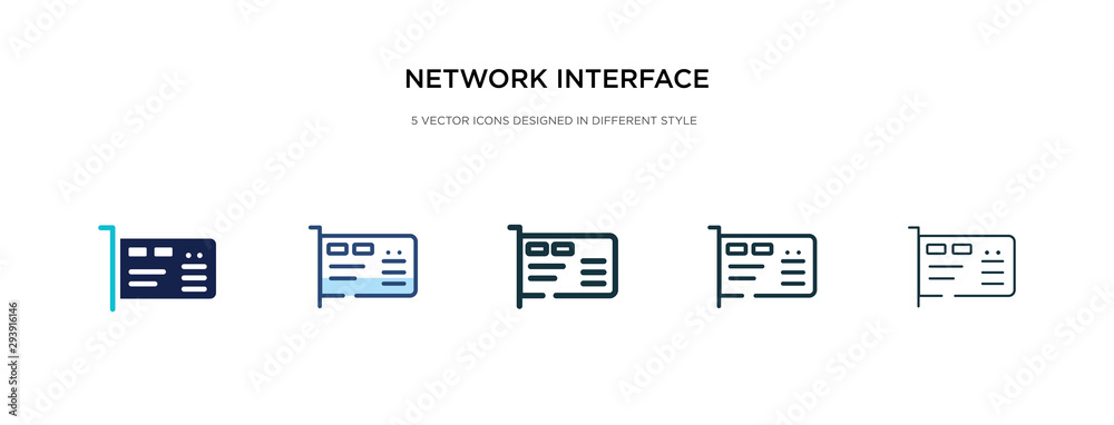 network interface card icon in different style vector illustration. two colored and black network interface card vector icons designed in filled, outline, line and stroke style can be used for web,