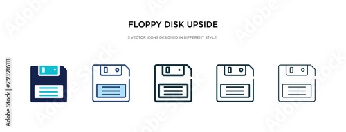 floppy disk upside down icon in different style vector illustration. two colored and black floppy disk upside down vector icons designed in filled, outline, line and stroke style can be used for