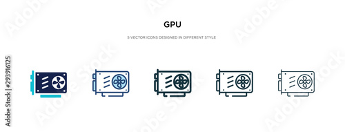 gpu icon in different style vector illustration. two colored and black gpu vector icons designed in filled, outline, line and stroke style can be used for web, mobile, ui photo