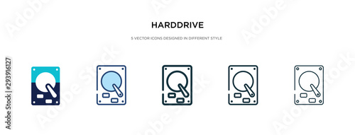 harddrive icon in different style vector illustration. two colored and black harddrive vector icons designed in filled, outline, line and stroke style can be used for web, mobile, ui
