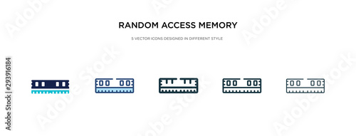 random access memory icon in different style vector illustration. two colored and black random access memory vector icons designed in filled, outline, line and stroke style can be used for web,