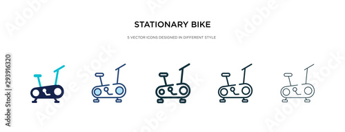 stationary bike icon in different style vector illustration. two colored and black stationary bike vector icons designed in filled, outline, line and stroke style can be used for web, mobile, ui