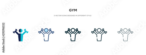 gym icon in different style vector illustration. two colored and black gym vector icons designed in filled  outline  line and stroke style can be used for web  mobile  ui