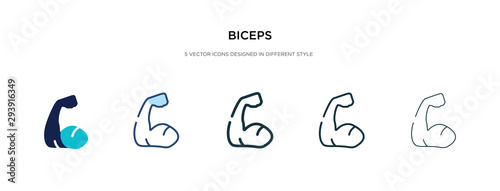biceps icon in different style vector illustration. two colored and black biceps vector icons designed in filled, outline, line and stroke style can be used for web, mobile, ui