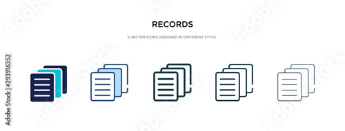 records icon in different style vector illustration. two colored and black records vector icons designed in filled, outline, line and stroke style can be used for web, mobile, ui