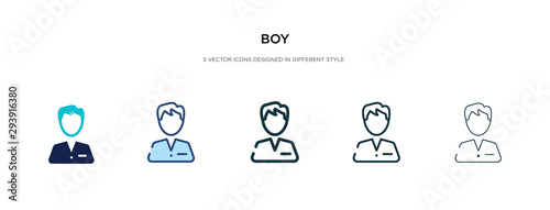 boy icon in different style vector illustration. two colored and black boy vector icons designed in filled, outline, line and stroke style can be used for web, mobile, ui