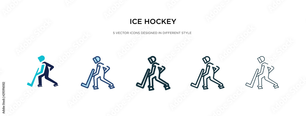 ice hockey icon in different style vector illustration. two colored and black ice hockey vector icons designed in filled, outline, line and stroke style can be used for web, mobile, ui