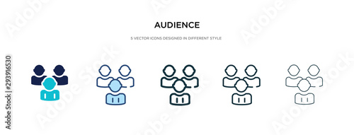 audience icon in different style vector illustration. two colored and black audience vector icons designed in filled, outline, line and stroke style can be used for web, mobile, ui